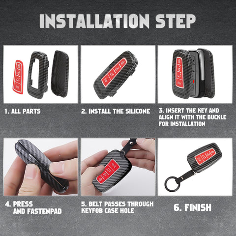 For RAV4 Camry Corolla Glossy Carbon Fiber Pattern Silicone Button Key Fob Skin