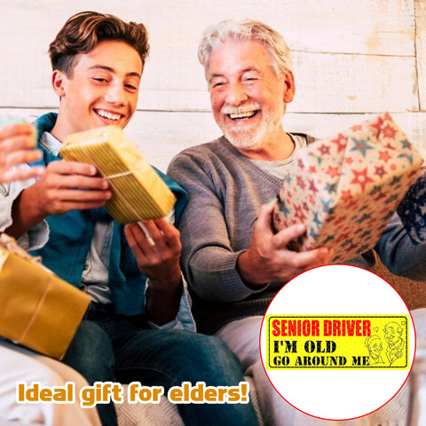 x xotic tech Elderly Driver Car Magnet Reflective Senior Driver Magnet Signs for Car Old People Gag Gifts Yellow Sign Magnetic Bumper Sticker for Grandma Grandpa