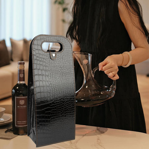 2-Bottle Leather Wine Tote Bag Protector Champagne Gift Bag with Handle For Gift