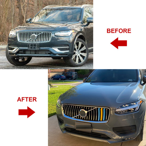 For 2020-up LCI Volvo XC90 Sweden Flag Color Front Grille Insert Decal Trims