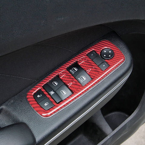 Carbon Fiber Style Door Handle Bowl Window Lift Switch Cover For Dodge Charger 2011-23
