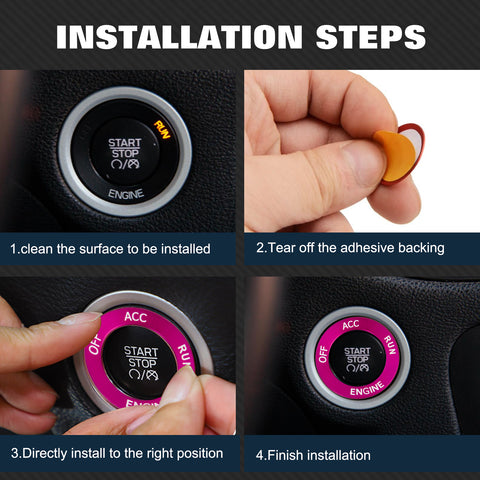 Red Engine Start Stop Button Switch Ring Cover Trim For Dodge Charger 2010-2022