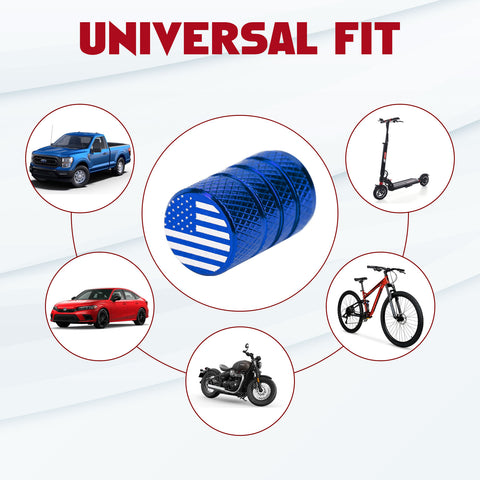4pcs American Flag Tire Valve Stem Cover Caps Anodized Aluminum Alloy, Corrosion Resistant Leak-Proof Wheel Valve Cap Set, Universal for Cars Trucks Motorcycles SUVs