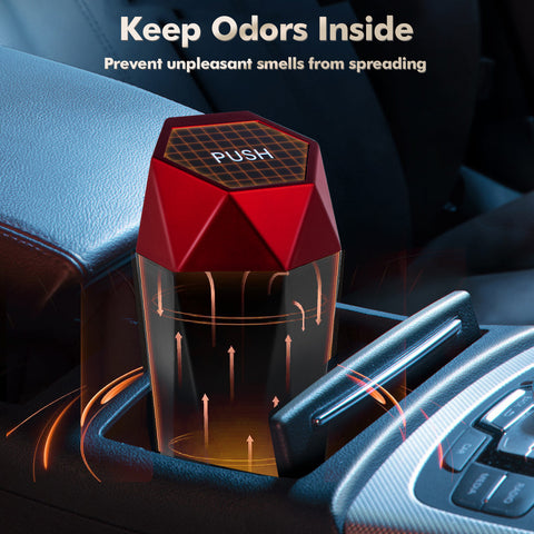 Leak-proof Car Trash Can w/Lid Pop up Waste Litter Storage Holder Bin Combo Kit