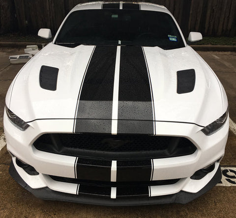 Xotic Tech Glossy Vinyl Racing Stripe Car Hood Graphics Decal Sticker for Hood Roof Rear Trunk Decoration Compatible with Ford Mustang 2015-up