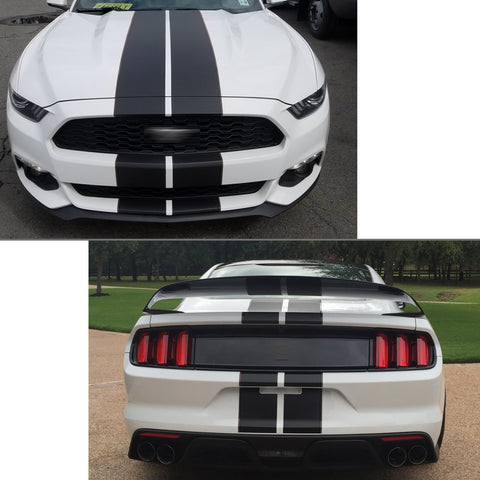 Xotic Tech Glossy Vinyl Racing Stripe Car Hood Graphics Decal Sticker for Hood Roof Rear Trunk Decoration Compatible with Ford Mustang 2015-up