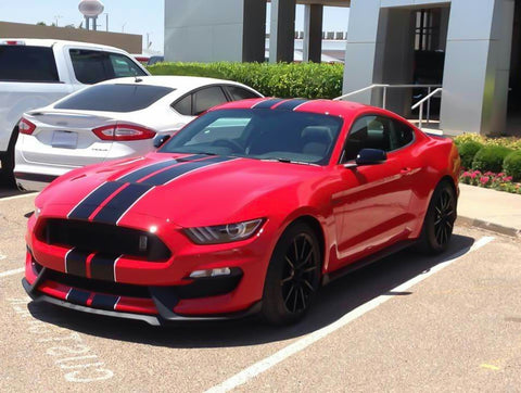 Xotic Tech Glossy Vinyl Racing Stripe Car Hood Graphics Decal Sticker for Hood Roof Rear Trunk Decoration Compatible with Ford Mustang 2015-up