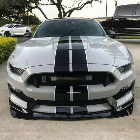Xotic Tech Glossy Vinyl Racing Stripe Car Hood Graphics Decal Sticker for Hood Roof Rear Trunk Decoration Compatible with Ford Mustang 2015-up