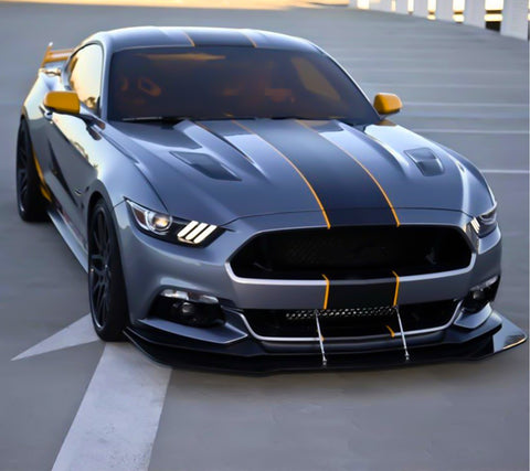 Xotic Tech Glossy Vinyl Racing Stripe Car Hood Graphics Decal Sticker for Hood Roof Rear Trunk Decoration Compatible with Ford Mustang 2015-up