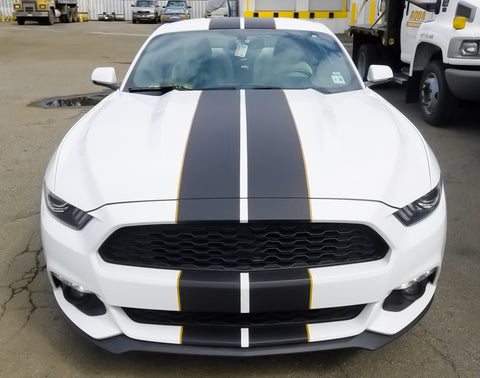 Xotic Tech Glossy Vinyl Racing Stripe Car Hood Graphics Decal Sticker for Hood Roof Rear Trunk Decoration Compatible with Ford Mustang 2015-up