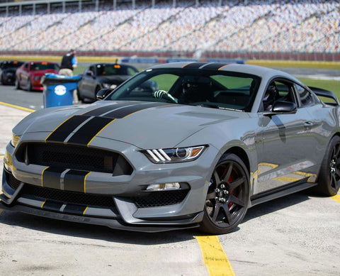 Xotic Tech Glossy Vinyl Racing Stripe Car Hood Graphics Decal Sticker for Hood Roof Rear Trunk Decoration Compatible with Ford Mustang 2015-up