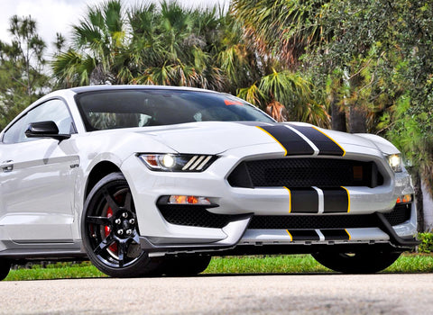 Xotic Tech Glossy Vinyl Racing Stripe Car Hood Graphics Decal Sticker for Hood Roof Rear Trunk Decoration Compatible with Ford Mustang 2015-up