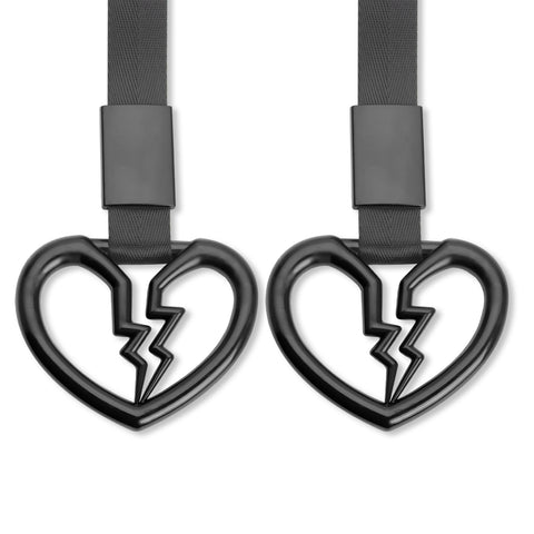 Xotic Tech 2 Pieces JDM Heart Shaped Car Handle Straps, Rear Bumper Warning Loops Heart-Shaped Ring for Cars, SUV, Subway, Bus Interior Exterior Decoration