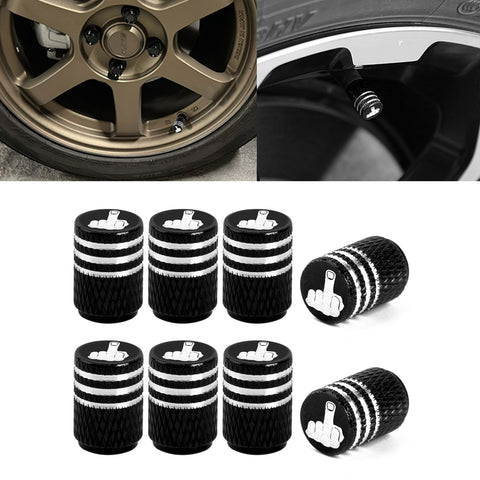 Xotic Tech Tire Valve Stem Caps 8Pcs Anodized Aluminum Tire Valve Cap Set, Corrosion Resistant Air Leakproof Universal Stem Covers for Cars Trucks Motorcycles SUVs and Bikes (Middle Finger)