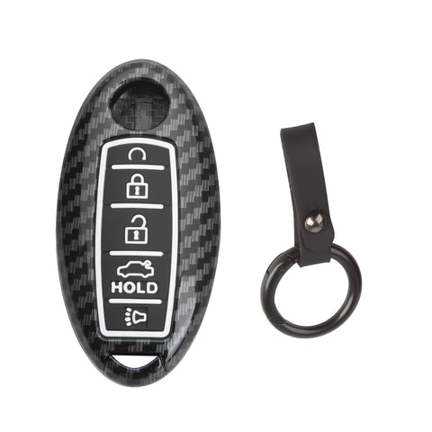 Carbon Fiber Style Full Seal Key Fob Holder Night-Luminous For Infiniti Nissan