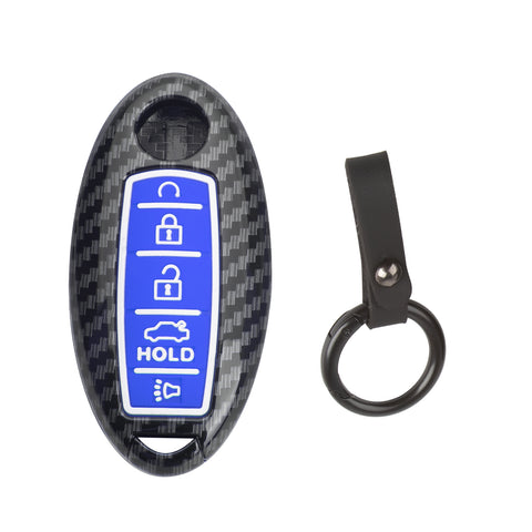 Carbon Fiber Style Full Seal Key Fob Holder Night-Luminous For Infiniti Nissan