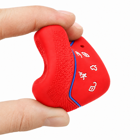 x xotic tech Sport Soft Silicone Smart Key Fob Cover with Red Blue Racing Stripe Compatible with VW Volkswagen Golf GTI/R MK8, ID.4, Atlas Cross Sport, 5-Button Matte Remote Protector Case