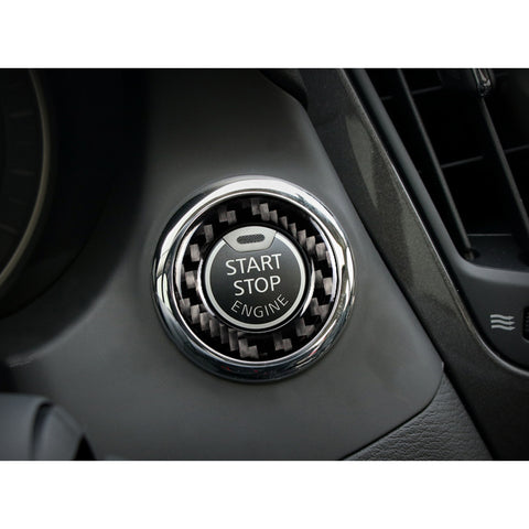 Real Carbon Fiber Go Engine Keyless Start Stop Push Button Ring Cover Trim, Compatible with Infiniti Q50 Q60 2014-2019 (Black)