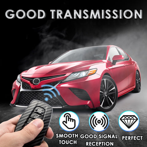 Carbon Fiber Texture Full Sealed Key Fob Cover Shell Keyless Key Protective Hard Case for Toyota Camry Corolla RAV4 Prius Avalon C-HR 86 GT 2017 2018 2019 4-button Entry Smart Key