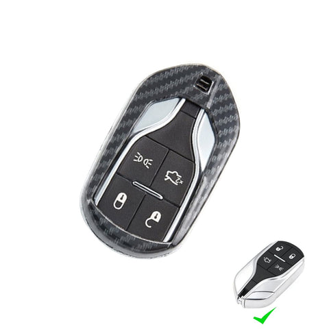Carbon Fiber Remote Key Cover Case Fob w/keychain For Maserati Ghibli 2013-up Levante 2017+