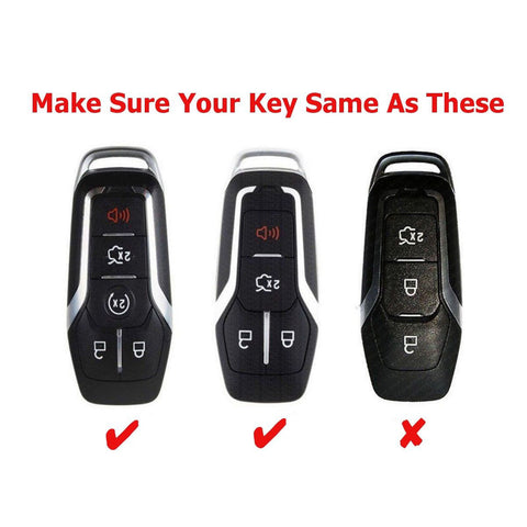 Glossy Black ABS Hard Key Fob Shell Cover Case w/Keychain, Compatible with Ford Fusion Mustang