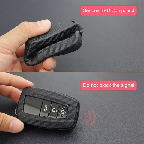 Carbon Fiber Pattern Soft TPU Key Fob Remote Case Cover for Toyota Camry Corolla GT 86 RAV4 Prius Avalon C-HR 2015-2020