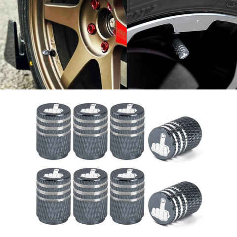 Xotic Tech Tire Valve Stem Caps 8Pcs Anodized Aluminum Tire Valve Cap Set, Corrosion Resistant Air Leakproof Universal Stem Covers for Cars Trucks Motorcycles SUVs and Bikes (Middle Finger)
