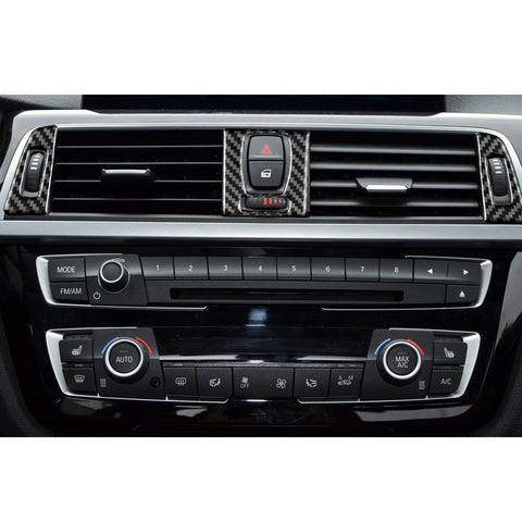 Real Carbon Fiber AC Vent Engine Start Frame Panel Cover Trim For BMW 3 4 Series