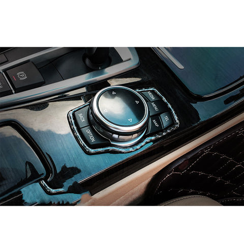 Carbon Fiber Gear Shift Panel I-Drive Multimedia Frame Cover For BMW 3 Series