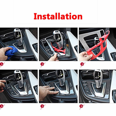 Carbon Fiber Gear Shift Panel I-Drive Multimedia Frame Cover For BMW 3 Series