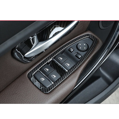 Carbon Fiber Window Switch Multimedia Control Panel Decor Trim For BMW 3 Series