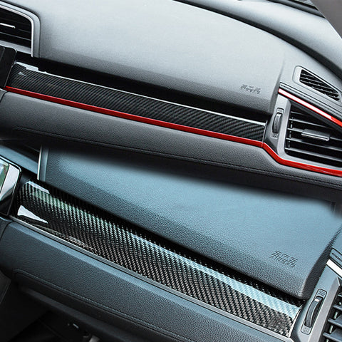 Real Carbon Fiber Steering Wheel Armrest Stripe Cover For Honda Civic 2016-21
