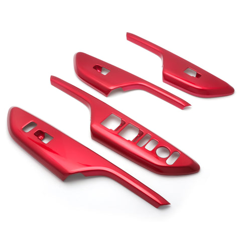 Red Interior Armrest Window Rise Lift Down Control Switch Door Lock Panel Cover Trim Accessories for Honda Civic 10th Gen 2016 2017 2018 2019 2020