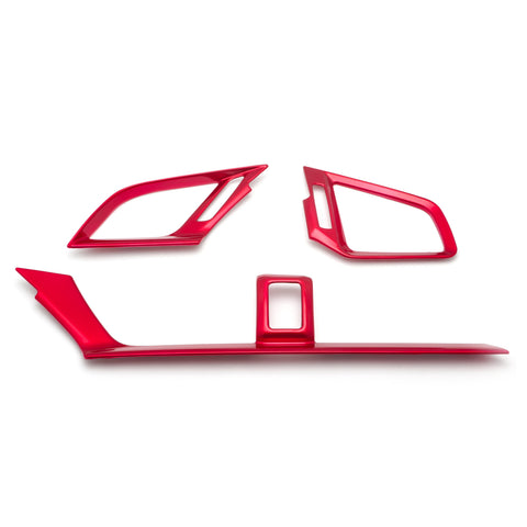 For Honda Civic 2016-2021 Sporty Red Dashboard Steering Wheel Panel Frame Decor