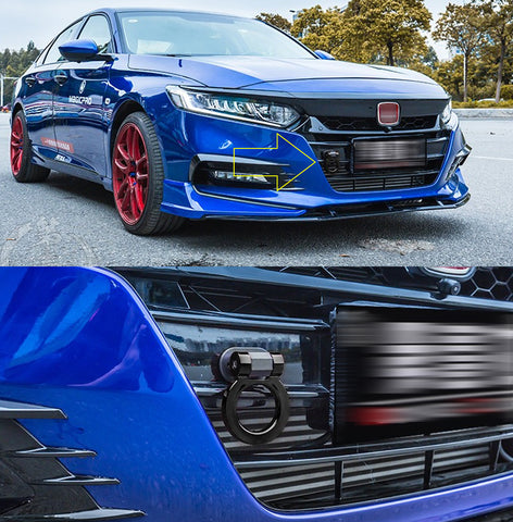 Set JDM Sport Style Tow Hook Ring Decoration+Tire Valve Stem Caps Universal Fit