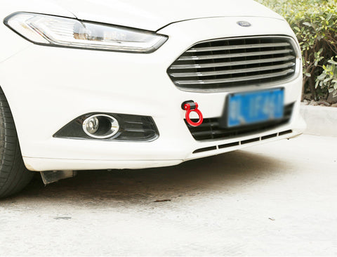 Set JDM Sport Style Tow Hook Ring Decoration+Tire Valve Stem Caps Universal Fit