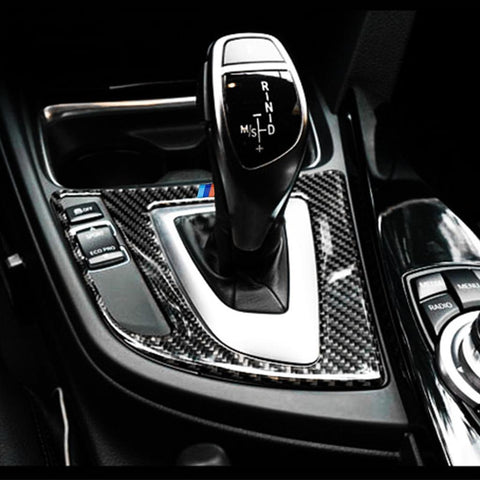 Real Carbon Fiber Engine/Headlight Switch Gear Shift Panel Cover For BMW F30 F32