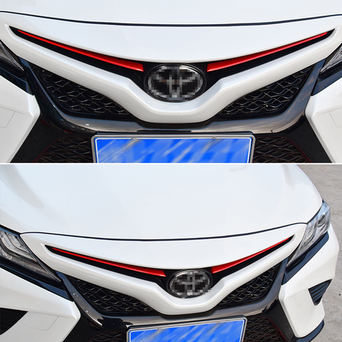 Glossy Red Front Corner Grille Insert + Rear Bumper Lip Cover For Camry SE/XSE