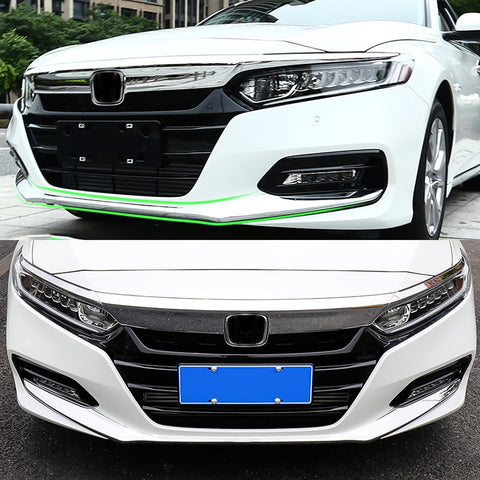 Chrome Front Hood Grille Bumper Lip Corner Protector Trim for Honda Accord 18-20
