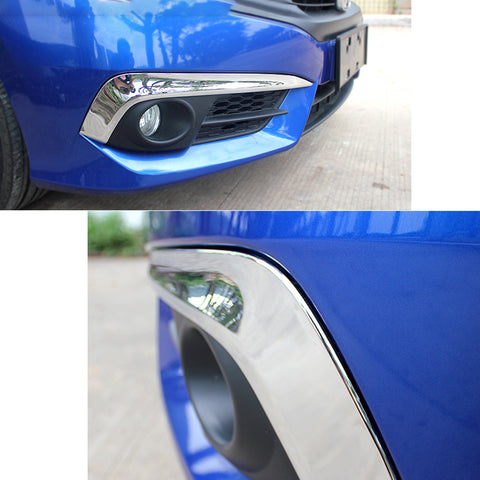 Chrome Front Fog Light Eyelid w/Stripes Decor Trim For Honda Civic 2016-2018
