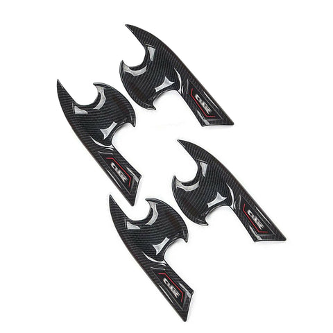 Carbon Fiber Look Door Handle Side Mirror Stripes Cover Kit For Civic 2016-2021