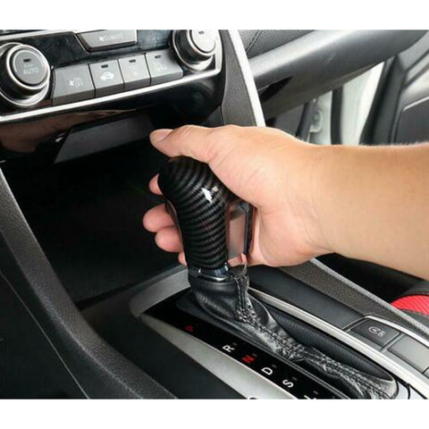 ABS Carbon Fiber Car Interior Center Console Gear Shift Knob Cover Trim for Honda Civic 2016-2019