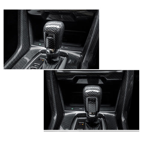 ABS Carbon Fiber Car Interior Center Console Gear Shift Knob Cover Trim for Honda Civic 2016-2019