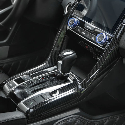 Carbon Fiber Texture Gear Shift Frame Dash AC Vent Outlet Cover For Civic 16-21