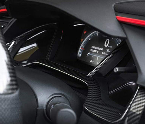 Carbon Fiber Black Steering Wheel Dashboard AC Vent Cover Trim For Civic 16-2021