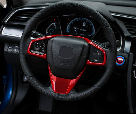 4X Steering Wheel Lower Lip+Upper Surround Trim For Honda Civic 10th Gen 2016-21