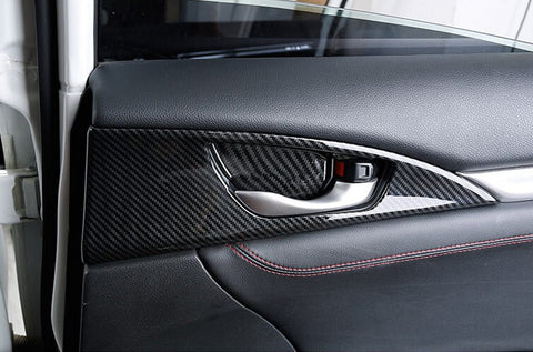 Carbon Fiber Style Door Armrest Window Switch Panel Cover For Honda Civic 16-21