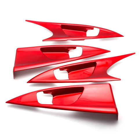 Glossy Red Window Switch Door Handle Bowl Panel Decor Trim For Honda Civic 16-21