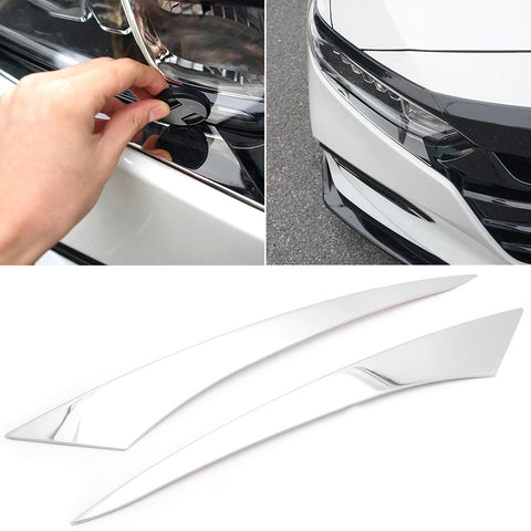 Chrome Front Hood Grille Headlight Fog Light Eyelid Cover Trim for Accord 18-20