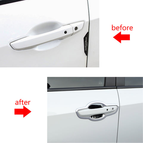 Chrome Door Panel Keyless Handle w/ Bowl Frame Cover Trim For Honda Civic 16-21